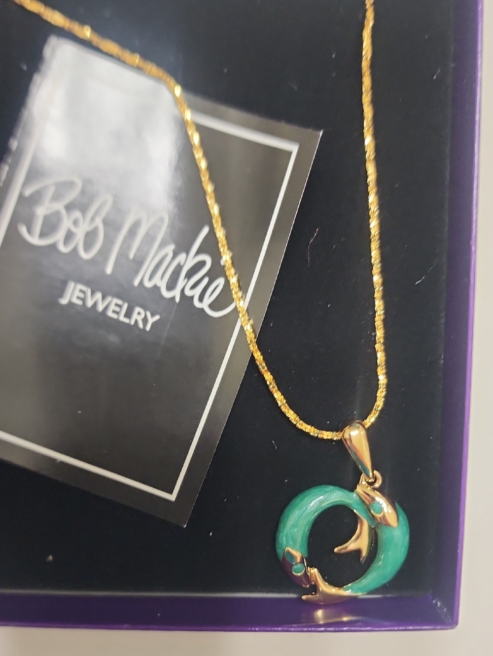 Bob Mackie Gold-Tone Chain with Green Enamel Circle Pendant